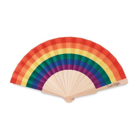 Eventail  personnalisé en bois arc-en-ciel BOWFAN