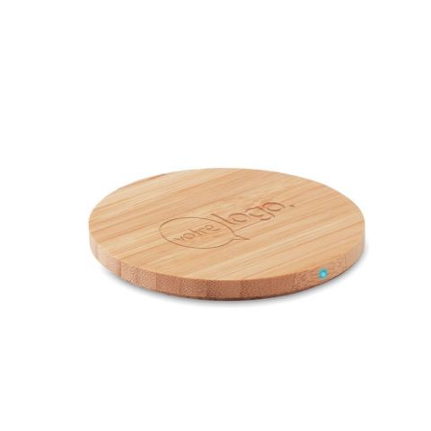 Chargeur sans fil en bambou 15W publicitaire - RUNDO LUX
