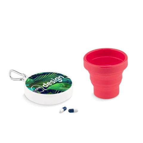 Tasse pliable publicitaire avec pilulier CUP PILL