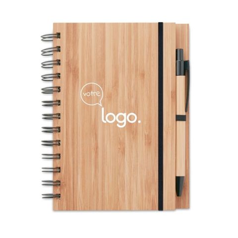 Carnet et stylo en bambou personnalisé BAMBLOC