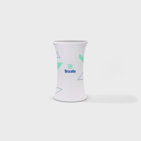 Comptoir de salon ovale personnalisé pour événement professionnel