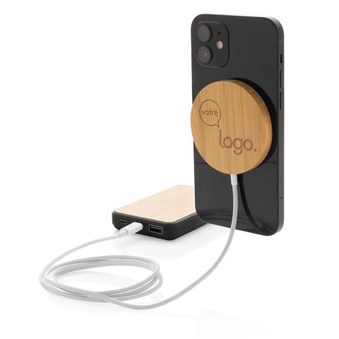 Chargeur magnétique personnalisé sans fil en bambou 10W