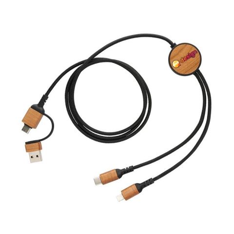 Câble personnalisé 120 cm 6-en-1 en plastique recyclé RCS - Ohio