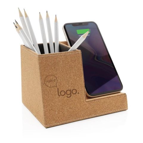 Porte-stylo en liège et chargeur sans fil personnalisé
