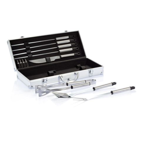 Set publicitaire de 12 pcs pour barbecue en coffret aluminium