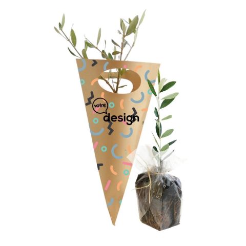 Plant d'arbre en cornet kraft personnalisé