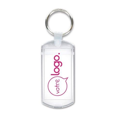 Porte-clés porte-étiquette transparent publicitaire