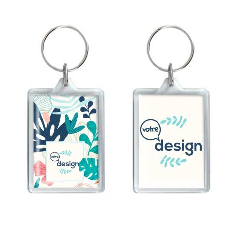 Porte clés publicitaire en acrylique rectangle - 50x35 mm