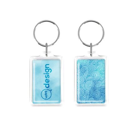 Porte clés publicitaire en acrylique rectangle - 40x25 mm