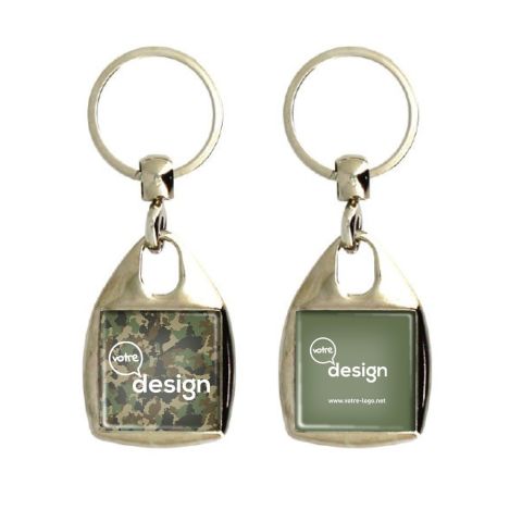 Porte clés publicitaire en métal carré