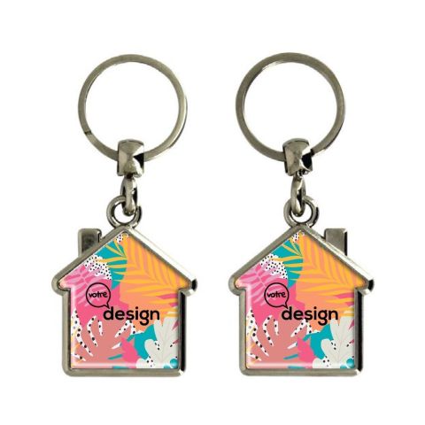 Porte clés publicitaire en métal maison