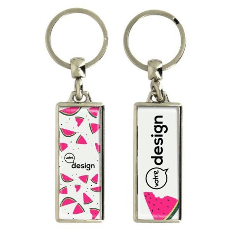 Porte clés publicitaire en métal rectangle