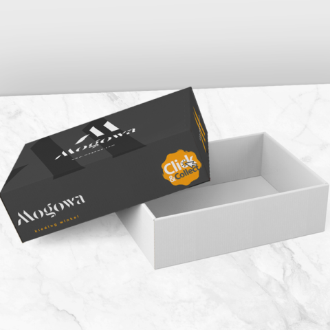 Boîte d'expédition avec couvercle publicitaire