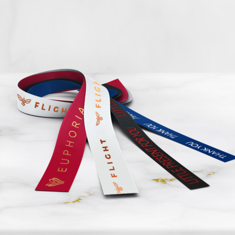 Ruban personnalisable en polyester pour emballages cadeaux 