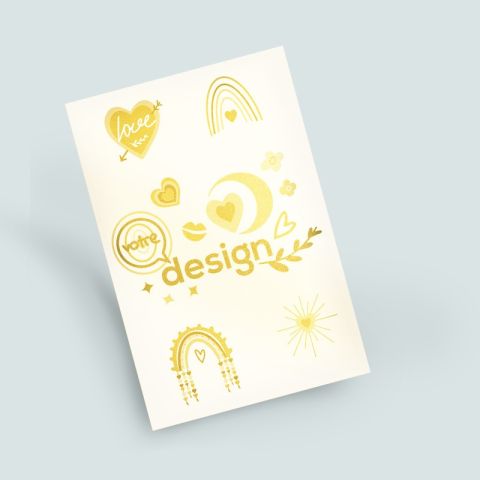 Tatouage personnalisé doré 8x12cm