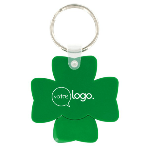 Porte-clés porte bonheur jeton trèfles à 4 feuilles publicitaire