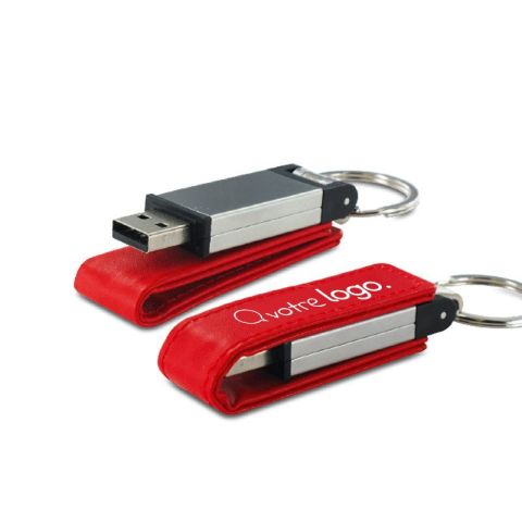Clé USB personnalisé en simili cuir et métal 4Go