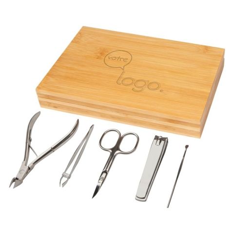 Ensemble manucure 5 pièces personnalisé Ladia en bambou