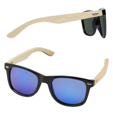 Lunettes de soleil publicitaire polarisées miroir Taiyō en rPET/bambou dans coffret cadeau
