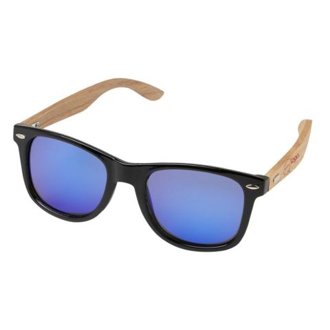 Lunettes de soleil publicitaire polarisées miroir en rPET/bois dans coffret cadeau - Hiru