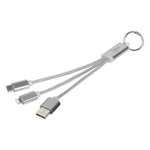 Câble de chargement 3-en-1 personnalisé avec porte-clés - Metal