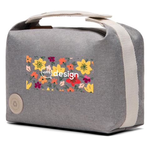 Trousse de toilette personnalisée en polyester recyclé certifié RCS avec détails contrastés