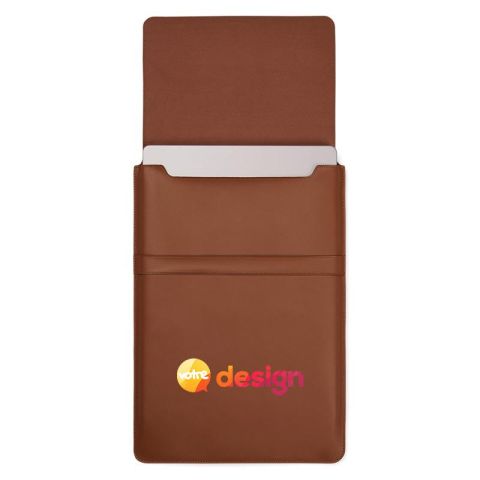 Housse d'ordinateur portable Timo personnalisée en polyester recyclé avec fermeture à rabat