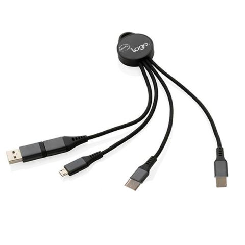 Câble de chargement 6-en-1 publicitaire en aluminium recyclé RCS Terra