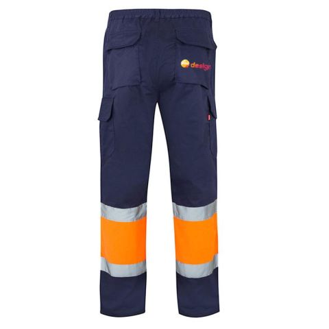 Pantalon de travail personnalisé bicolore multipoches haute visibilité