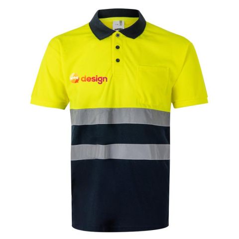 Polo personnalisé à manches courtes avec motifs œil d'oiseau et bandes réfléchissantes