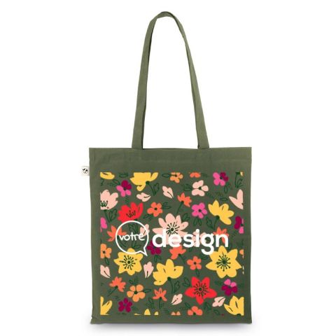 Sac personnalisé en coton recyclé non teint avec longues poignées et finition naturelle-MEXICO