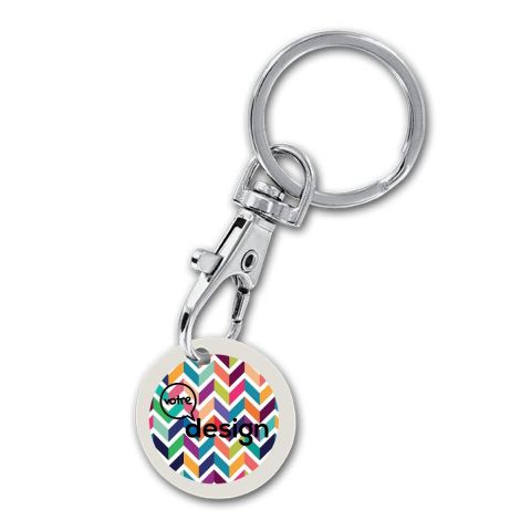 Porte-clé mousqueton en métal publicitaire avec jeton Bio