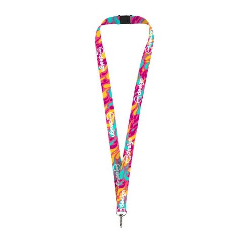 Tour de cou publicitaire sublimé en rPET avec  fermeture de sécurité Dover