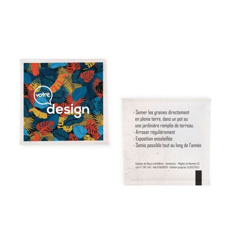 Sachet de graines personnalisé en papier végétal - 55 x 55 mm