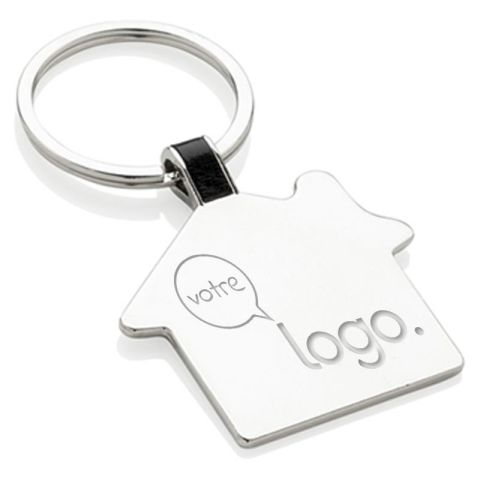 Porte-clés en forme de maison personnalisé en alliage de zinc recyclé RCS