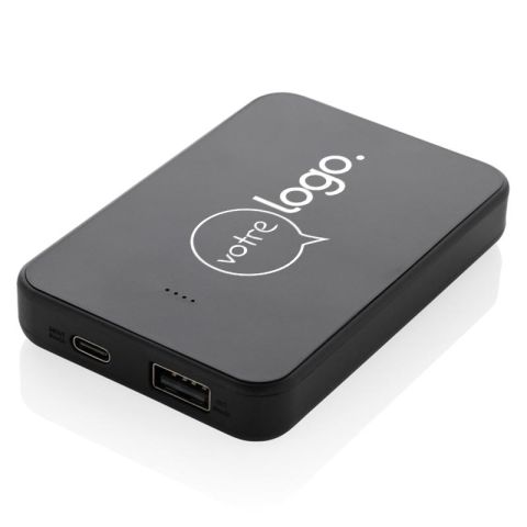 Batterie de secours personnalisée 5000mAh en ABS recyclé avec ports USB A et C