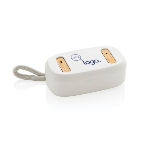 Écouteurs TWS publicitaire en plastique recyclé RCS et bambou FSC®