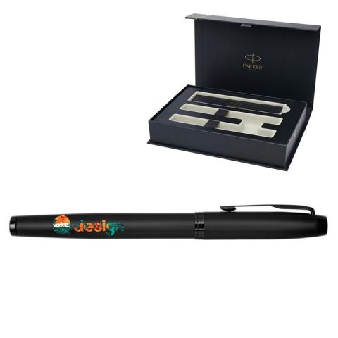 Parure IM personnalilsé avec stylo roller et stylo bille achromatiques - Parker