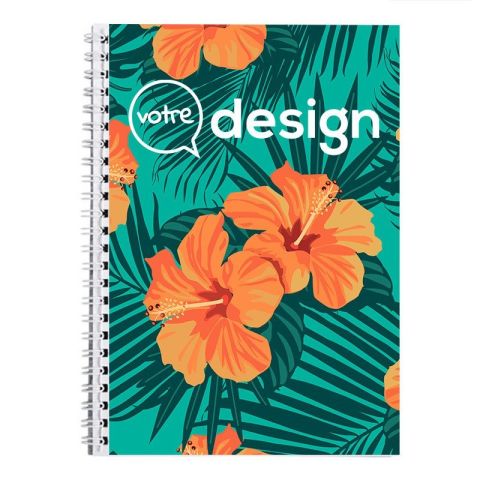 Carnet de notes à spirales A5 Desk-Mate® avec couverture arrière imprimée publicitaire