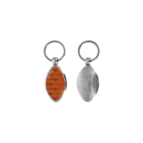 Porte clés personnalisé en métal ballon de rugby - 30mm