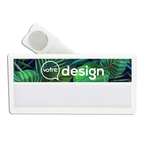 Badge nominatif à aimant publicitaire