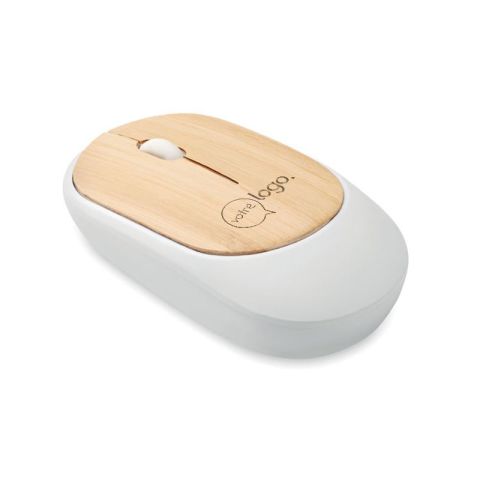 Souris sans fil en bambou CURVY BAM publicitaire