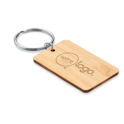 Porte-clés publicitaire rectangulaire bambou - ANGLEBOO