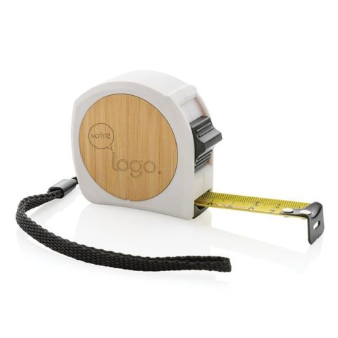Mètre ruban publicitaire 5M/19mm en plastique recyclé RCS et bambou FSC®