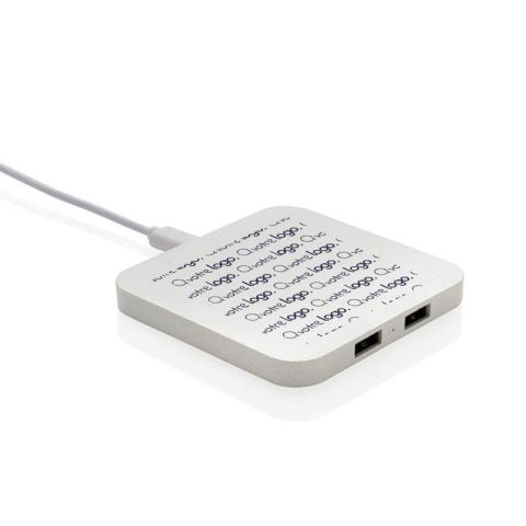 Chargeur publicitaire 10W avec ports USB en plastique recyclé RCS