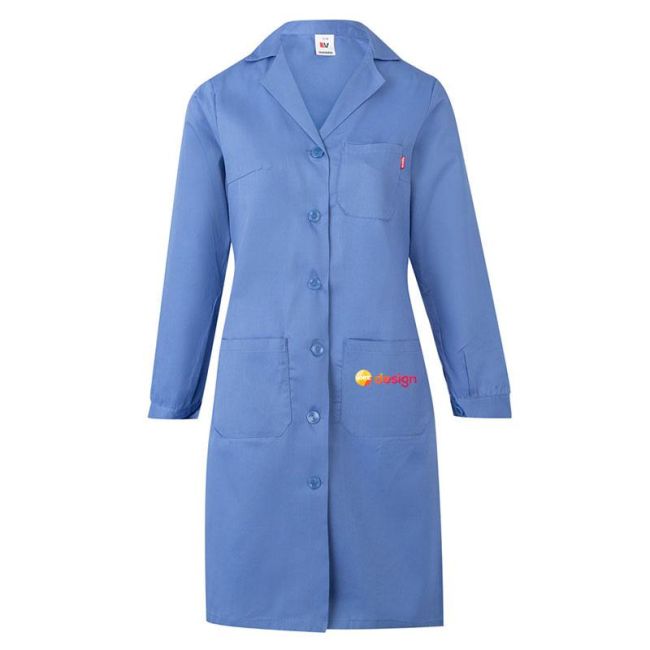 Blouse personnalisée à manches longues en sergé avec ceinture au dos et poches