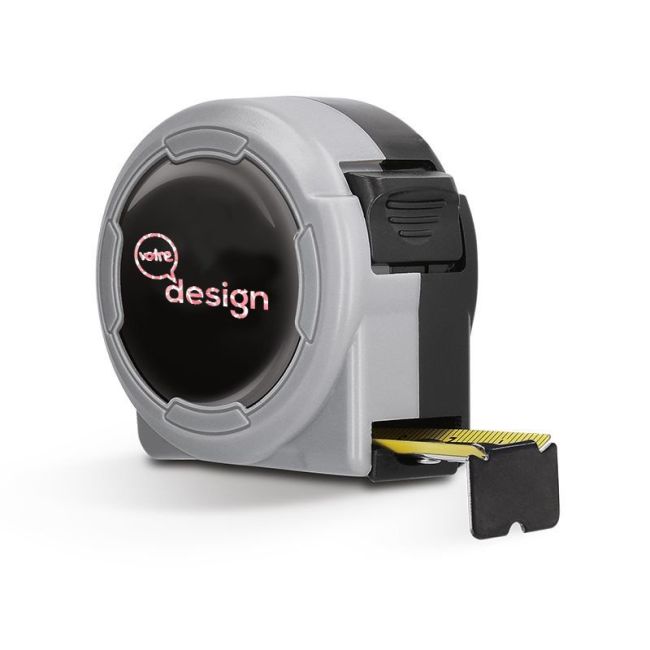 MESURE : METRE personnalisé RUBAN JAUNE 5 m X 19 mm COQUE PLASTIQUE