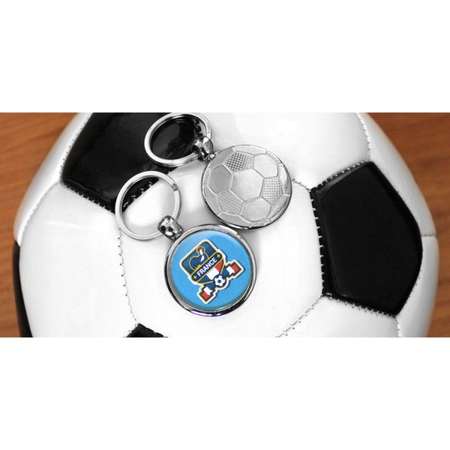 Porte clés publicitaire en métal ballon de football - 30mm